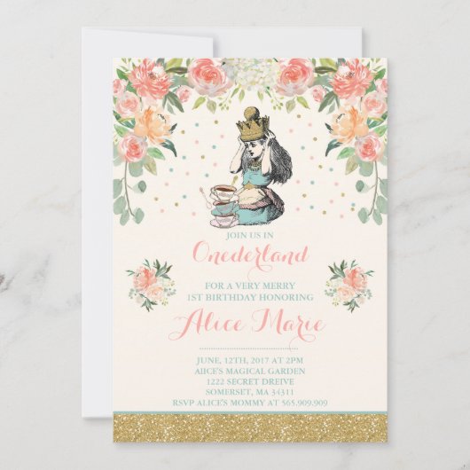 Alice in OneDerland verjaardagsuitnodiging Kaart (Voorkant)