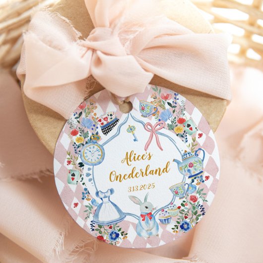 Alice in Onederland Whimsical Verjaardag Bedankjes Labels