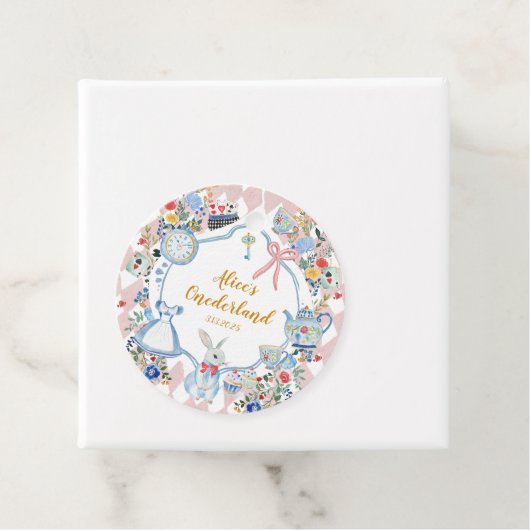 Alice in Onederland Whimsical Verjaardag Bedankjes Labels (In situ)