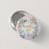 Alice in Onederland Whimsical Verjaardag Ronde Button 3,2 Cm (Voorkant /achterkant)