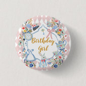 Alice in Onederland Whimsical Verjaardag Ronde Button 3,2 Cm (Voorkant)