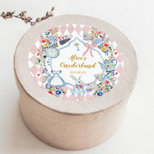 Alice in Onederland Whimsical Verjaardag Ronde Sticker
