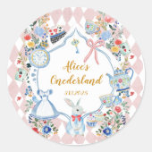 Alice in Onederland Whimsical Verjaardag Ronde Sticker (Voorkant)