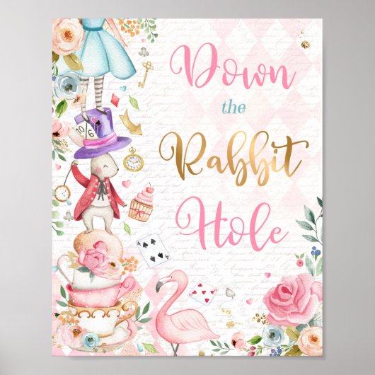 Alice in Onederland Wonderland Birthday Party Poster (Voorkant)