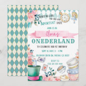 Alice in Onederland Wonderland Uitnodiging tot ver (Voorkant / Achterkant)