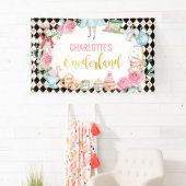 Alice in Onederland - Zwarte Roze achtergrond Spandoek (Insitu)