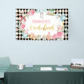 Alice in Onederland - Zwarte Roze achtergrond Spandoek (Beurs)
