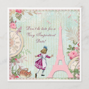 Alice in Parijs Shabby Chic Birthday Kaart