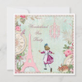 Alice in Parijs Shabby Chic Wonderland Theepartij Kaart (Voorkant)