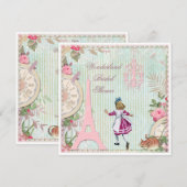Alice in Paris Chic Wonderland Vrijgezellenfeest Kaart (Voorkant / Achterkant)