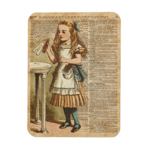 Alice in Sprookjesland drink me het Vintage Art. Magneet