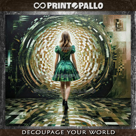 Alice in the Wonderland entering the rabbit hole Tissuepapier