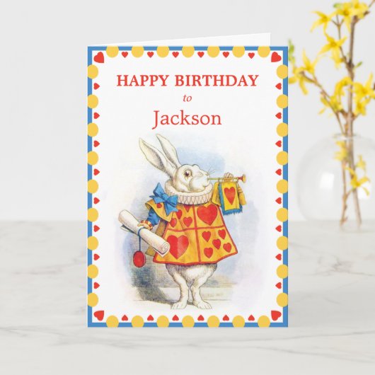 Alice in Verjaardag van de Douane van het Konijn Kaart (Gele Bloem)