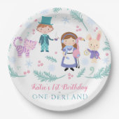 Alice in Winter One-Derland | Wonderland Birthday Papieren Bordje (Voorkant)