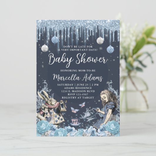 Alice in Winter Wonderland Blue Kaart (Staand voorkant)