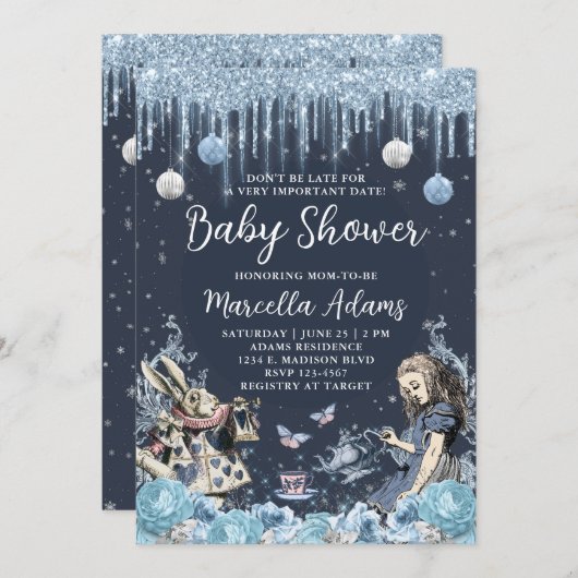 Alice in Winter Wonderland Blue Kaart (Voorkant / Achterkant)