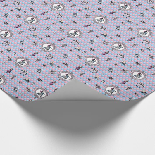Alice in Winter Wonderland op roze/blauwe achtergr Cadeaupapier (Hoek)