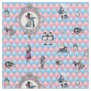 Alice in Winter Wonderland op roze/blauwe achtergr Stof