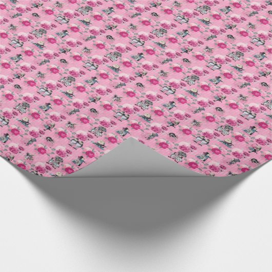 Alice in Winter Wonderland op roze gestreept Cadeaupapier (Hoek)