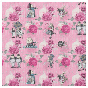Alice in Winter Wonderland op roze gestreept Stof