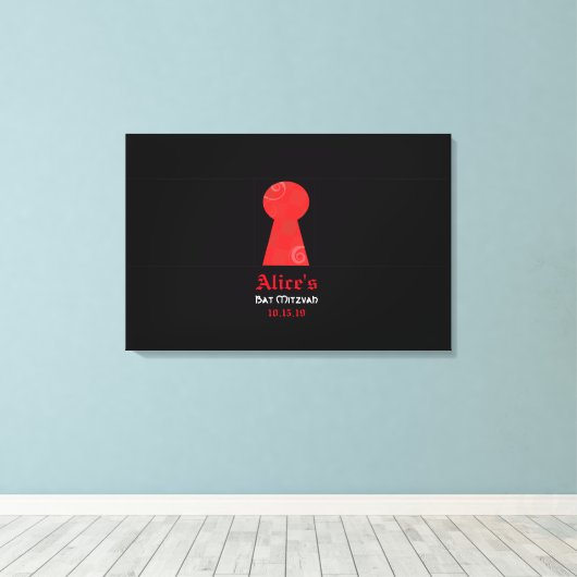 ALICE IN WONDELAND BaT Mitzvah Inlogbord Canvas Afdruk (Insitu (Houten vloer))