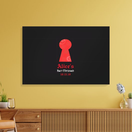 ALICE IN WONDELAND BaT Mitzvah Inlogbord Canvas Afdruk (Insitu (Woonkamer))
