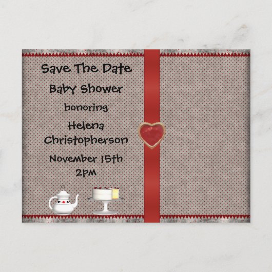 Alice in Wondeland Save the Date Baby shower Aankondigingskaart (Achterkant)