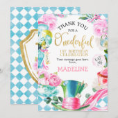 Alice in Wonder Land Mad Hatter Hartelijk dank Kaart (Voorkant / Achterkant)