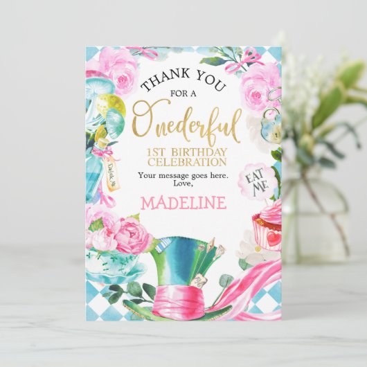 Alice in Wonder Land Mad Hatter Hartelijk dank Kaart (Staand voorkant)