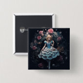 Alice in Wonderland 15cm Vierkante Badge Button 5,1 Cm (Voorkant /achterkant)