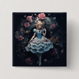 Alice in Wonderland 15cm Vierkante Badge Button 5,1 Cm