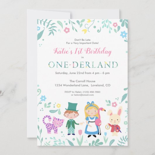 Alice in Wonderland | 1e verjaardag eenderland Kaart (Voorkant)