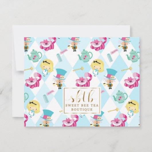 Alice in Wonderland 1e verjaardag Hartelijk dank Bedankkaart (Achterkant)