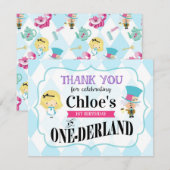 Alice in Wonderland 1e verjaardag Hartelijk dank Bedankkaart (Voorkant / Achterkant)