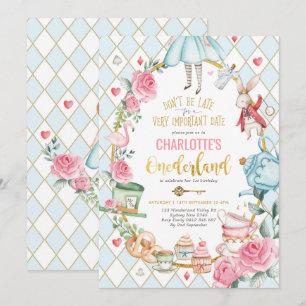 Alice in Wonderland 1e verjaardag Mad Tea Party Kaart