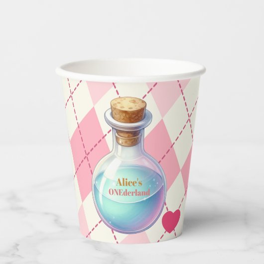 Alice in Wonderland 1e verjaardag Onederland Papieren Bekers (Voorkant)