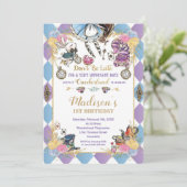 Alice in Wonderland 1e verjaardag Onederland thee Kaart (Staand voorkant)