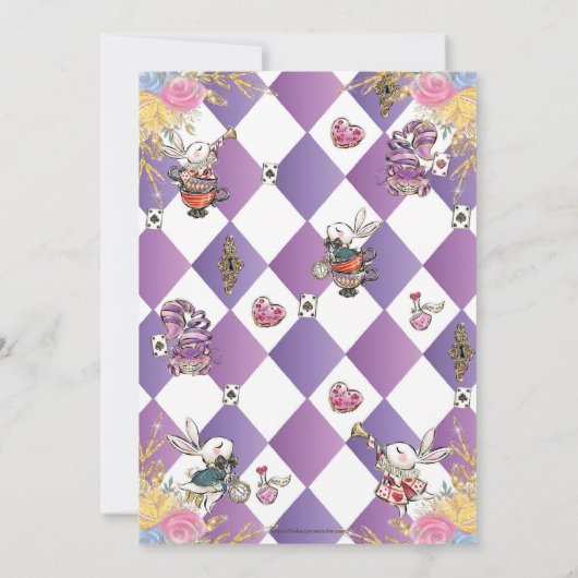 Alice in Wonderland 1e verjaardag Onederland thee Kaart (Achterkant)