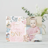 Alice in Wonderland 1e Verjaardag Tea Party Kaart (Staand voorkant)