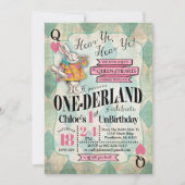 Alice in Wonderland 1e verjaardag Uitnodigingen (Voorkant)