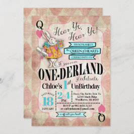 Alice in Wonderland 1e verjaardag Uitnodigingen