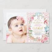  Alice in Wonderland 1e Verjaardags Thee Party Kaart (Voorkant)