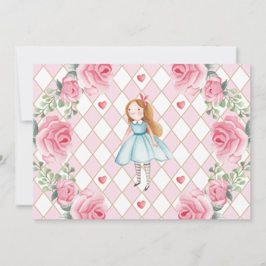  Alice in Wonderland 1e Verjaardags Thee Party Kaart (Achterkant)