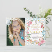  Alice in Wonderland 1e Verjaardags Thee Party Kaart (Staand voorkant)