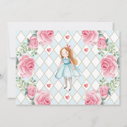 Alice in Wonderland 1e Verjaardags Thee Party Kaart (Achterkant)