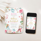 Alice in Wonderland 1st Birthday Invitation Kaart