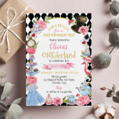 Alice in Wonderland 1st Birthday Invitation Kaart