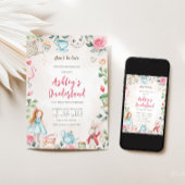 Alice in Wonderland 1st Birthday Invitation Kaart