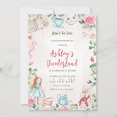 Alice in Wonderland 1st Birthday Invitation Kaart (Voorkant)