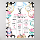 Alice in Wonderland 1st Birthday Milestone Poster (Voorkant)